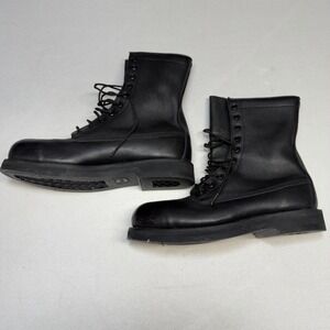 Addison Steel Toe Black Combat Boots Men's 9 R 2000 Made In USA Vibram Soles